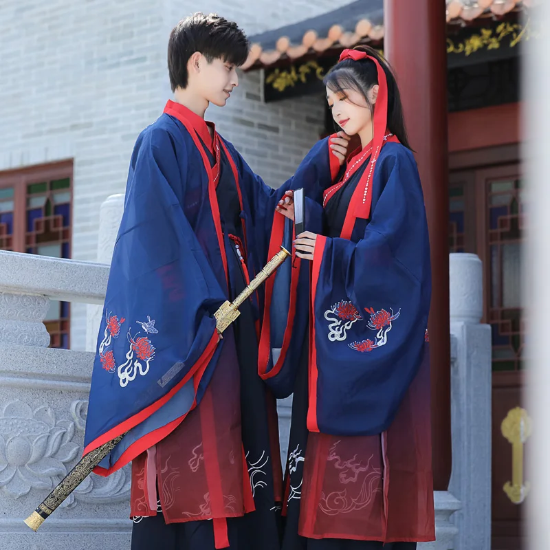 

New Hanfu For Couple Chinese Style Embroidered Coat Han Dynasty Ancient Clothes For Men/Women China Traditional Dresses DQL4325