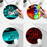 geometry dash natural rubber gaming mousepad desk mat round desk gamer gaming mat for pc laptop round mouse pad