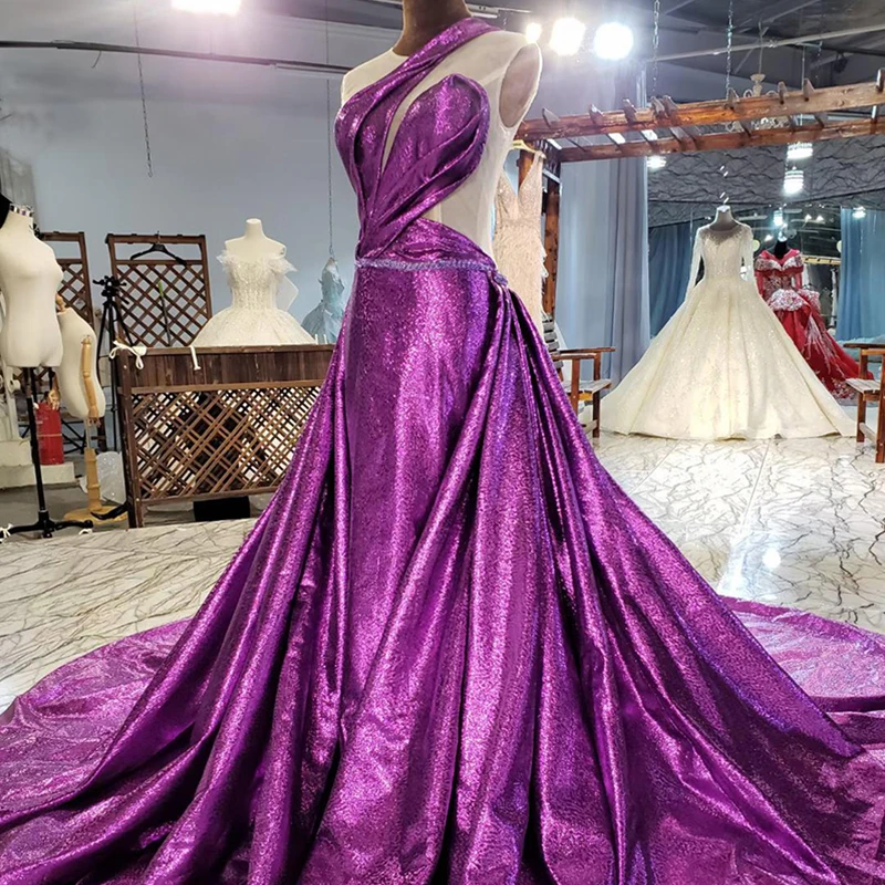 AIJINGYU Fat Size 2021 Guangzhou Train Italian Fashion New Gownes Long Purple Evening Dress