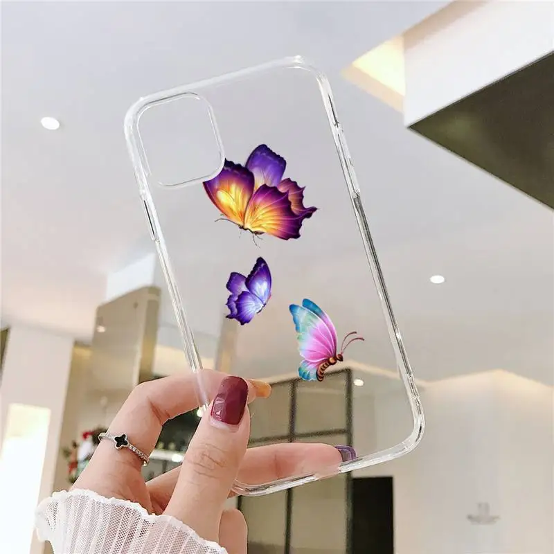 

Cute Butterfly Phone Case For iphone 12 11 8 7 6s 6 5 5s 5c se plus mini x xs xr pro max Transparent soft