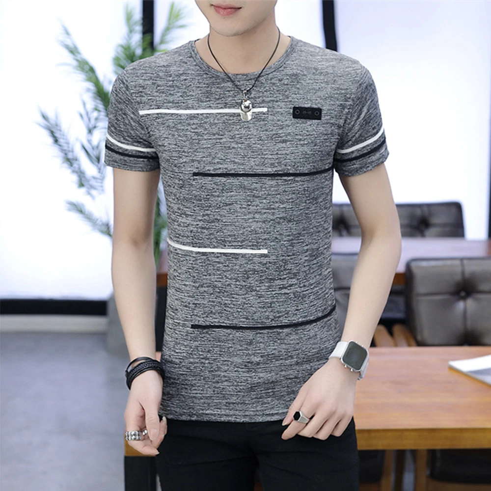 Мужская хлопковая футболка с круглым вырезом из ледяного шелка в стиле хип-хоп