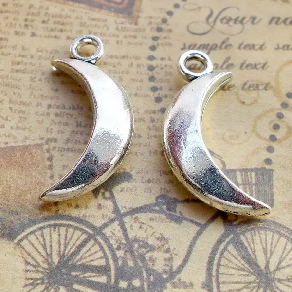 Ручная работа серьги шармы; Аксессуары Diy для ювелирные изделия, браслет с подвеской из 3 предметов 13x31 мм старинное серебро Цвет лунные амулеты