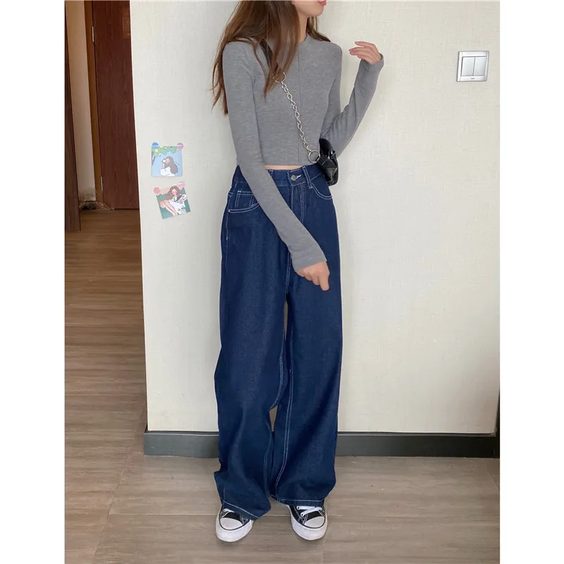 

NEW Woman Jeans High Waist Clothes Wide Leg Denim Clothing Blue Streetwear Vintage Quality Fashion Harajuku Straight Pants