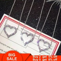 charm heart shape promise pendant aaaaa cz real silver color engagement wedding pendants necklaces for women jewelry