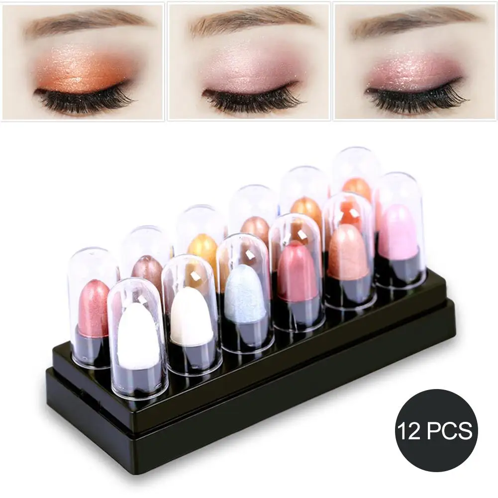 12 PCS Glitter Eyeshadow Stick Silkworm Eye Shadow Pen Combination |