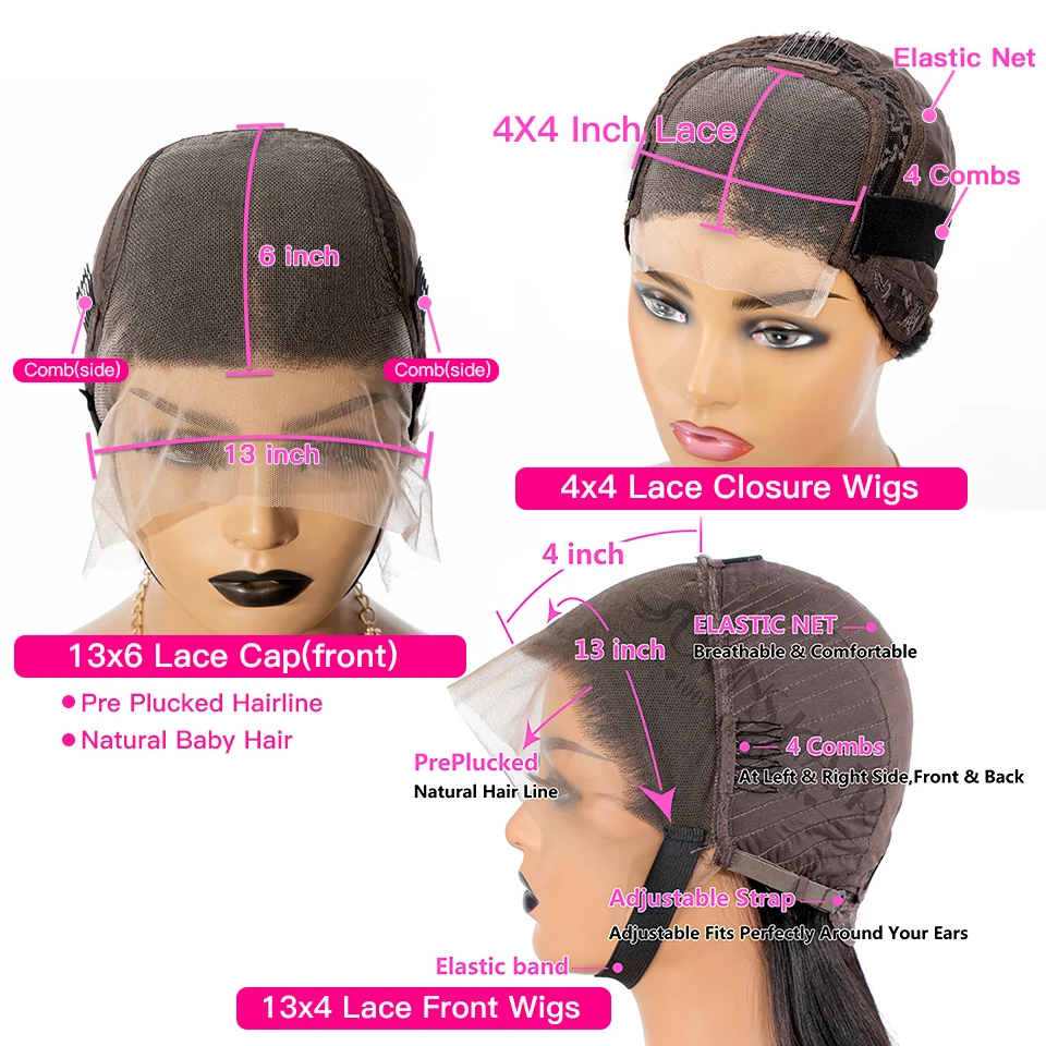 Body Wave 13x6 Short Bob Wig 13x4 Lace Front Human Hair Brazilian Remy 4x4 Closure Loose Pre Plucked 180 Density For Black Women | Шиньоны и