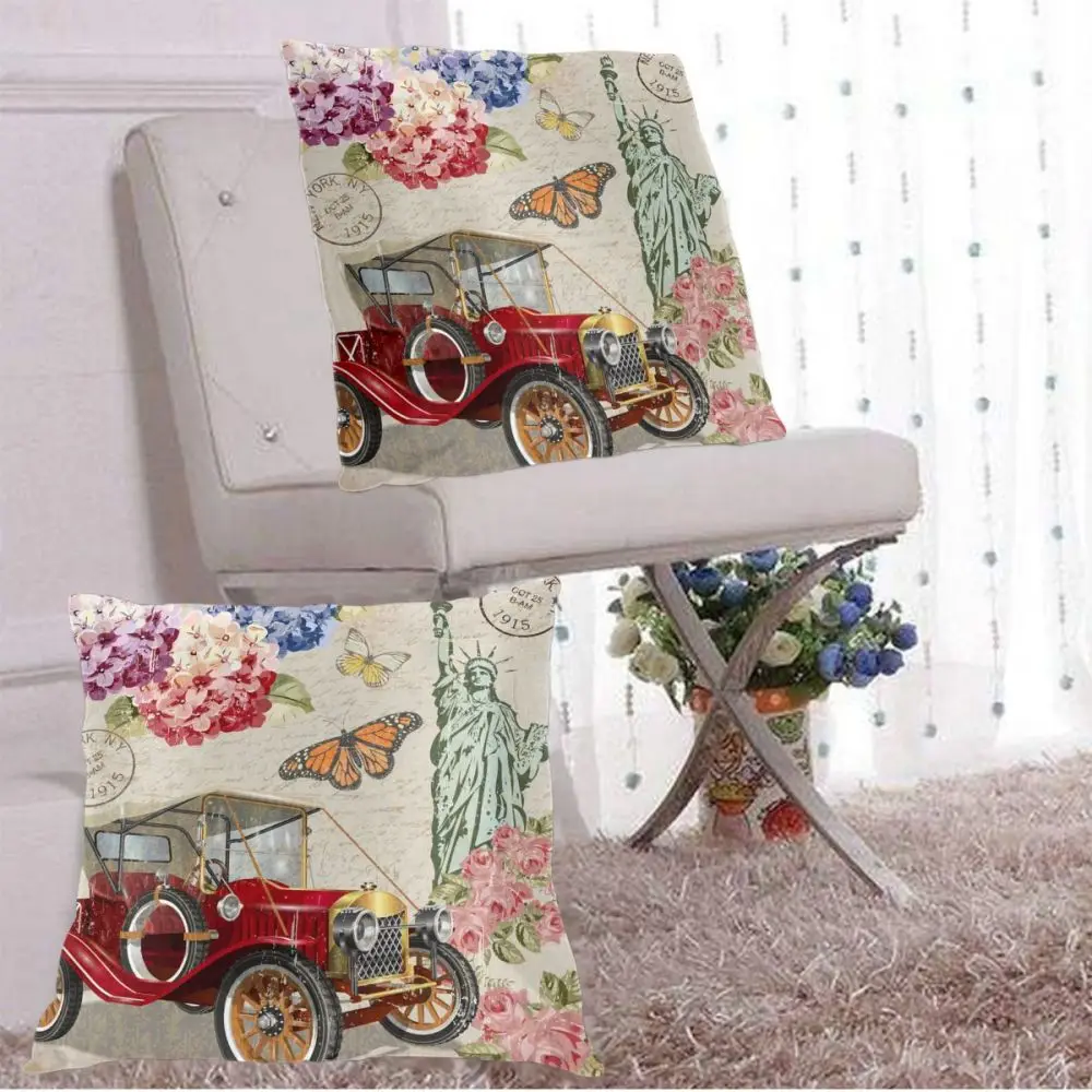 

Pillow Case Cover Floral Postage Stamps Spring Butterfly Home Decorative 2 Pieces Zipper Throw Cushion Case for Sofa and Bed