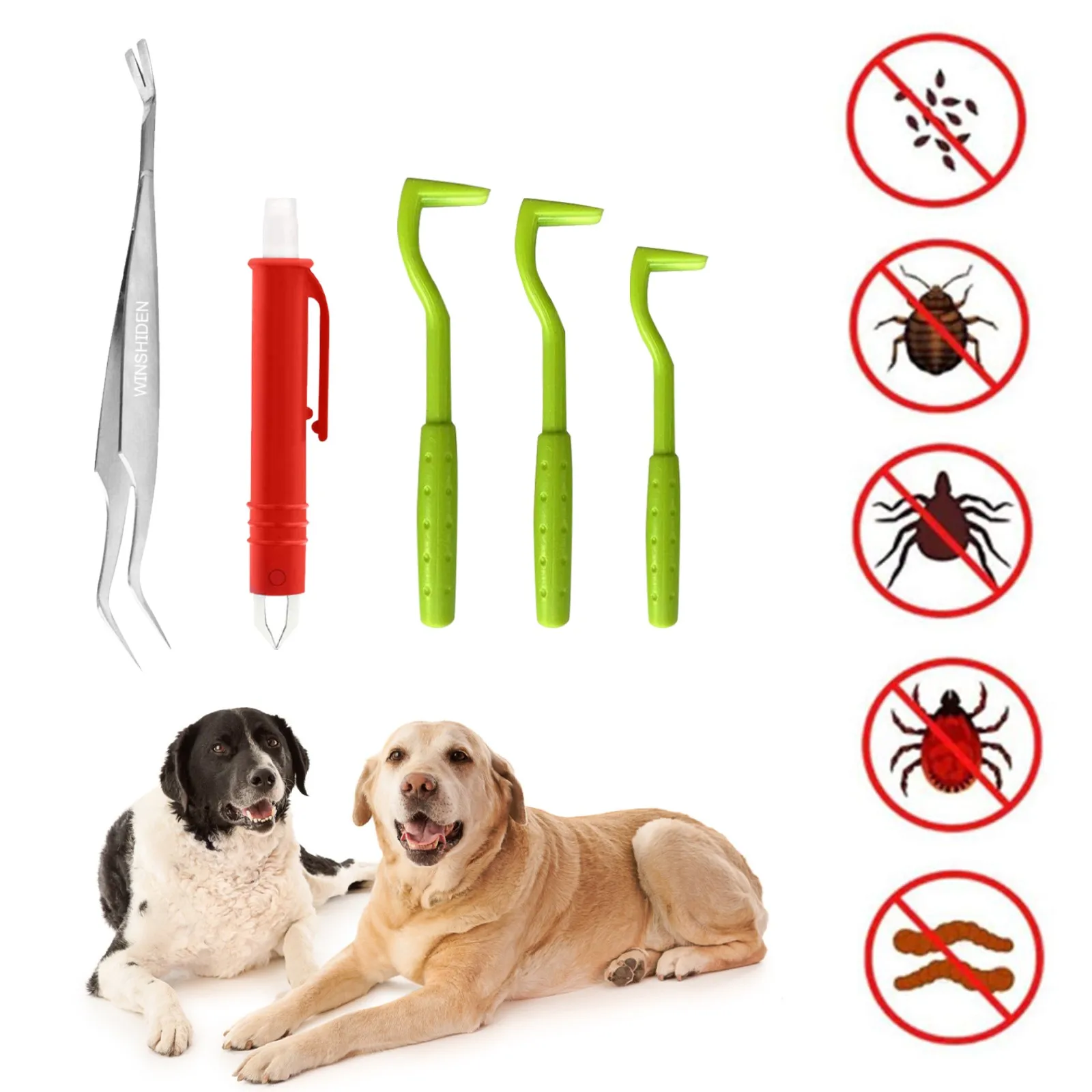 

3pc Dog Cat Insect Catcher Pet Dog Cleaning Flea Flea Exterminator Tick Catcher Animal Tick Tweezer Scratching Puller Device &