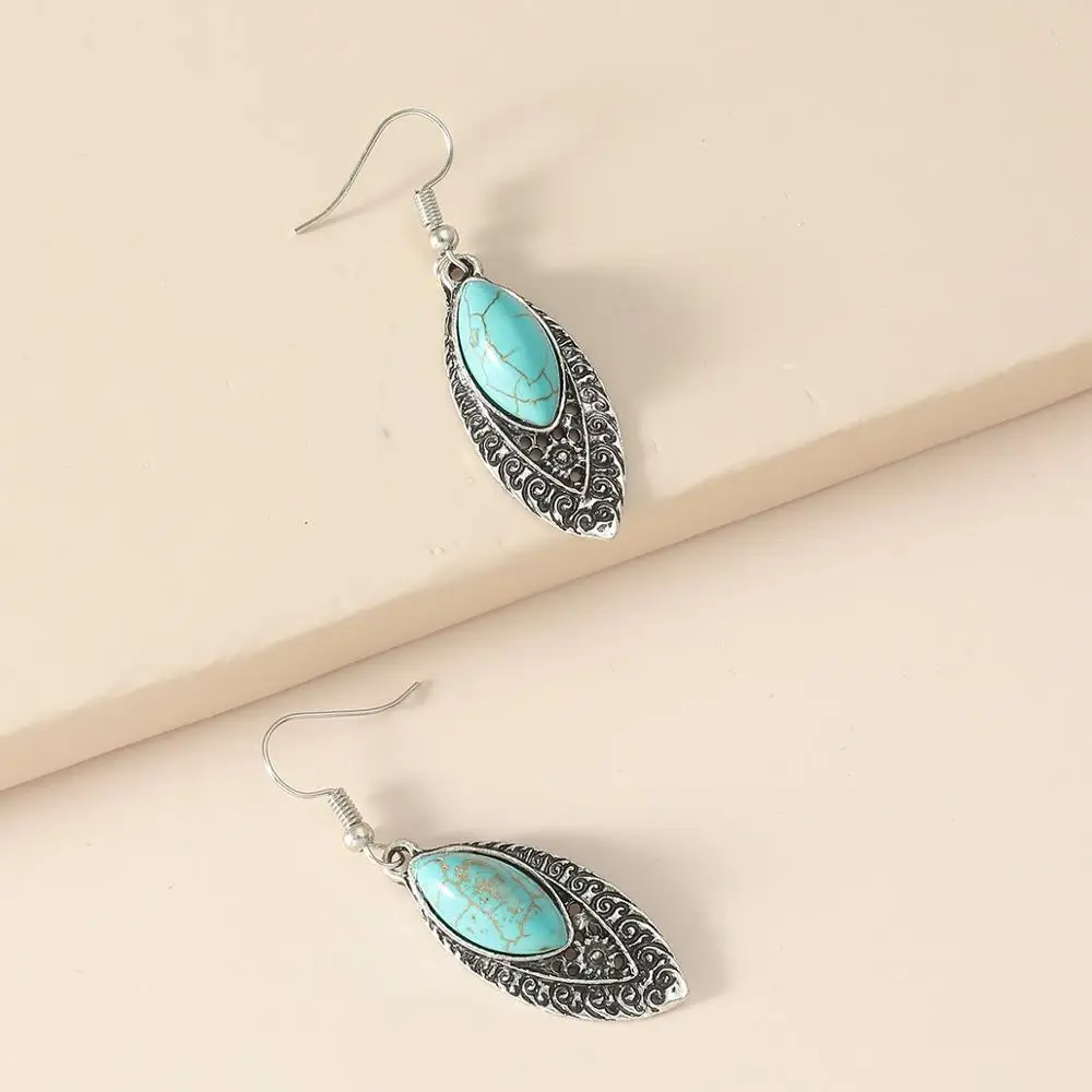 Женские серьги подвески с натуральным камнем в форме цветка листьев и совы