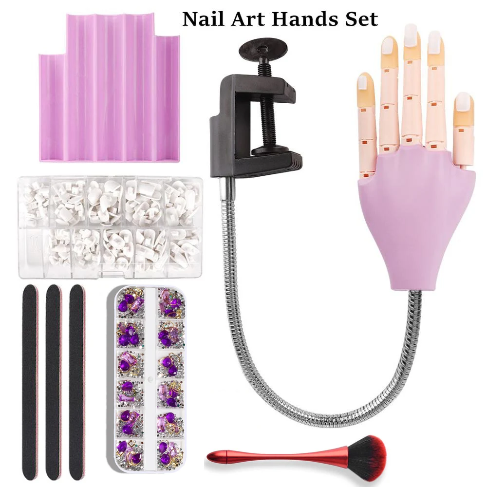 Arte do Prego Modelo de Mão Modelo da Arte do Prego Ferramenta de Manicure Ferramentas do Prego Prática Falsa Titular Flexível Ajustável Faça Você Mesmo Modelo da Treinamento 1 Mão
