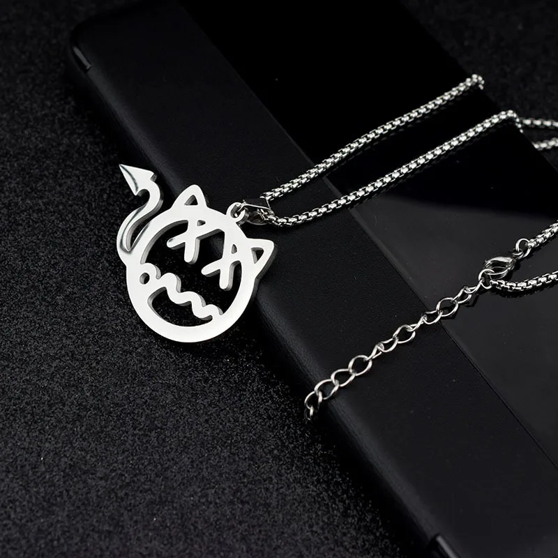 Новинка ожерелье из нержавеющей стали с маленьким дьявольским кулоном и кошкой