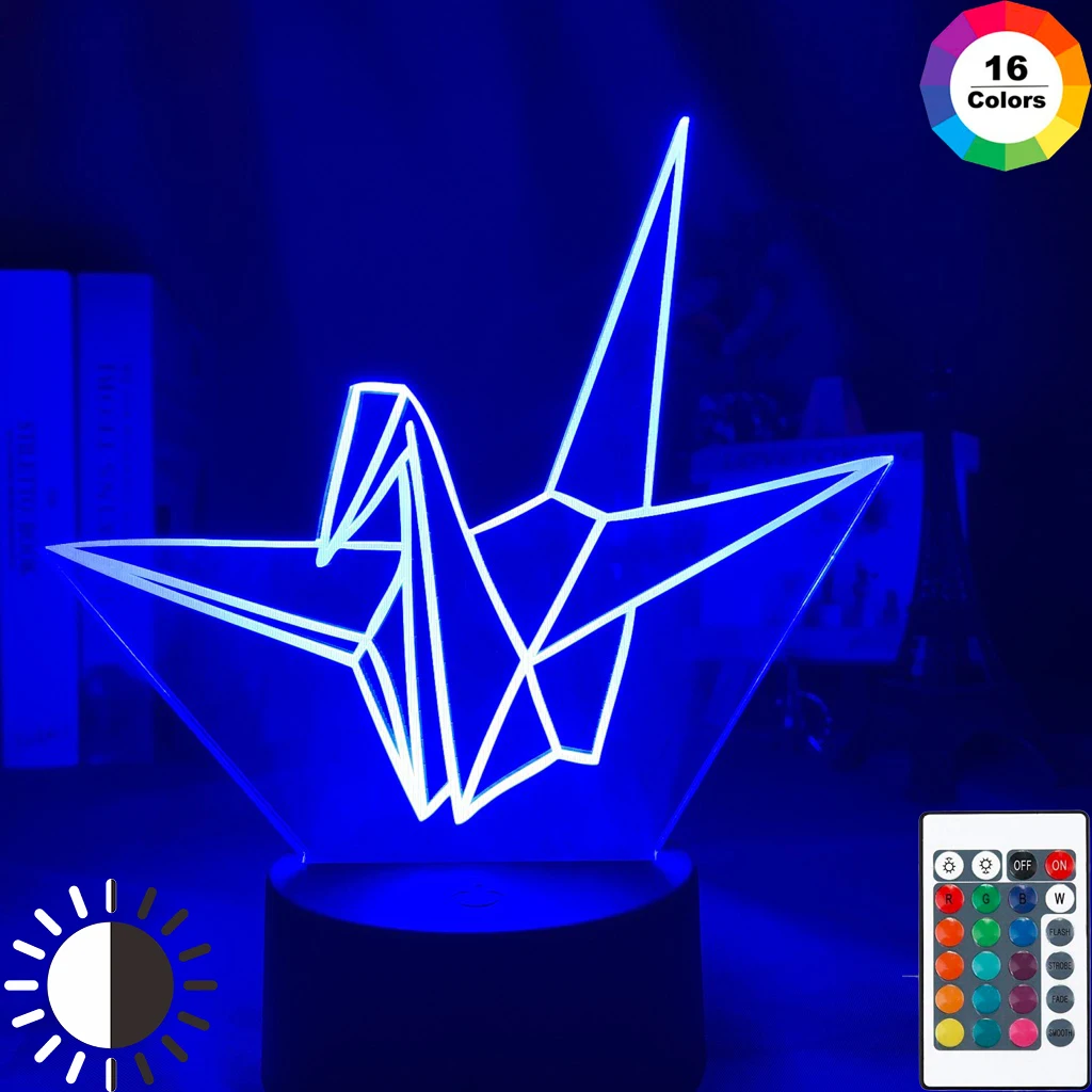 

Orizuru 3d Night Light Led Touch Sensor 16 Colors Changing USB Battery Powered Nightlight for Home Decoration Lamp Paper Crane