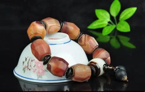 

LETSFUN Fine Jewelry Fashion hand-knitted natural agate chalcedony beads elastic bracelets bracelets Free Shipping