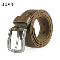 hidup top quality solid cow cowhide belt retro styles pin buckle green genuine leather belts jeans accessories for men nwj312