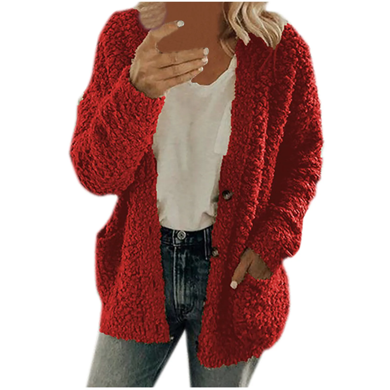 

2020 New Style for Autumn and Winter Cardigan Sweater Female Europe V-Neck Single-Breasted Long-Sleeve Knitwear Coat