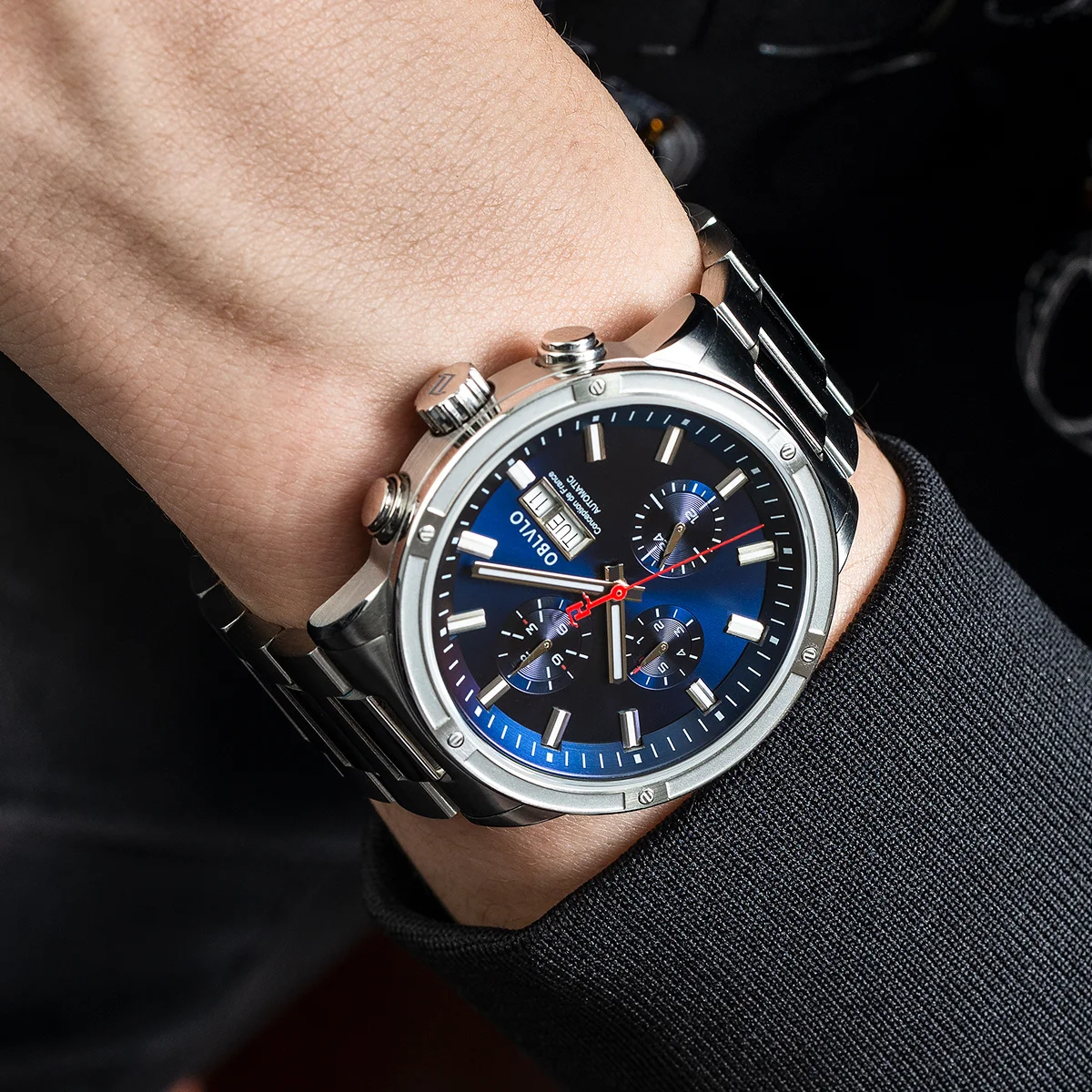 

Мужские часы OBLO, автоматические, повседневные часы ведущей марки, стальные часы с датой, мужские водонепроницаемые часы Rgio Masculino CM