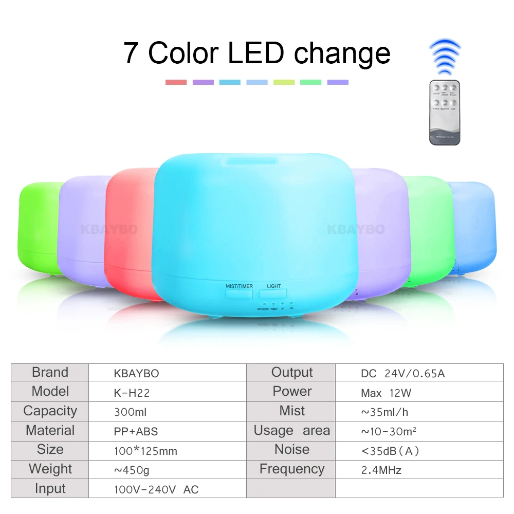 300 мл Ароматический диффузор с эфирными маслами ультразвуковой увлажнитель