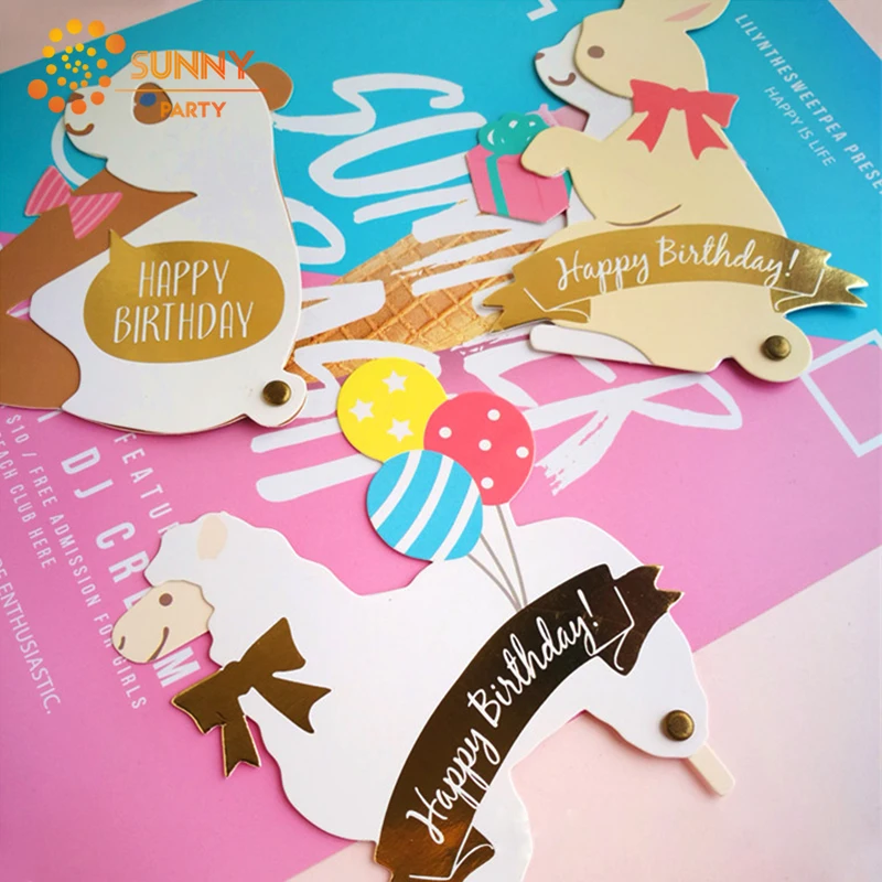 Cartoon 3D Animal Birthday Card Rotatable Stereoscopic Cards Child Greeting Envelope Message Festival Kids Gift | Дом и сад