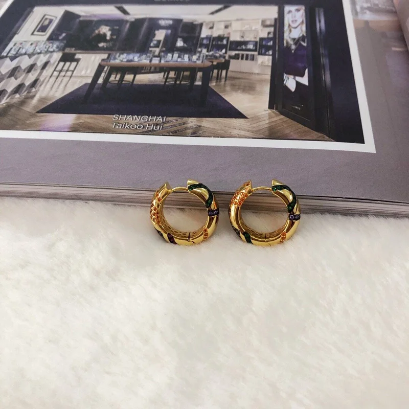 Модный шарм копия 1:1 желтый разноцветный обруч серьги женские роскошные