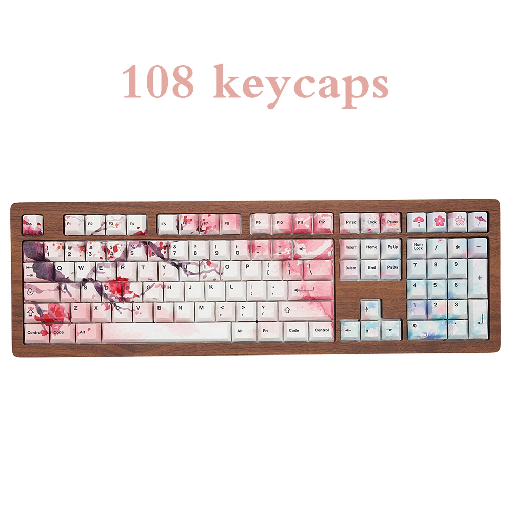 PBT Cherry Blossom Key cap Profil для 60 87 104 108 клавишей механическая клавиатура Cherry G80 настраиваемая 68 клавишная крышка