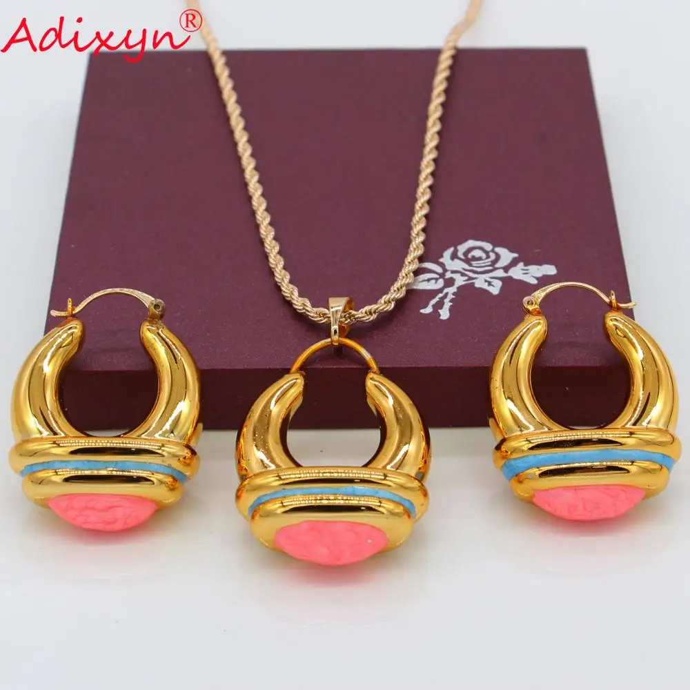 Adixyn этнические серьги кольца/ожерелье с подвеской хитового цвета Необычные