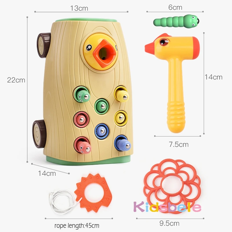game knocking feeding toys toddler magnetic bird catch bugs pulling car musical woodpecker 5 in 1 function early educational toy free global shipping