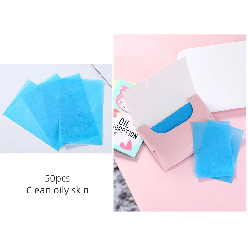 50 шт. впитывающая масло бумага для лица портативная синяя пленка натуральная не