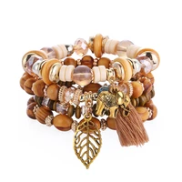 ornapeadia 2021 new multi layered bracelet for women bohemian tassel pendant beaded ethnic decorative bracelet wholesale
