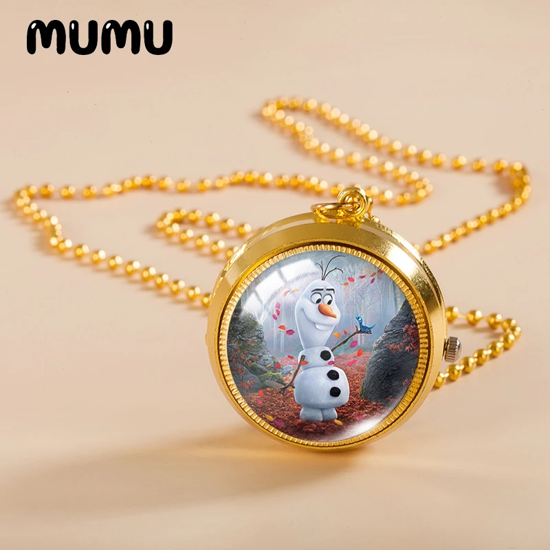 Новинка 2021 карманные часы ожерелье Олаф Королева Эльза Анна винтажные