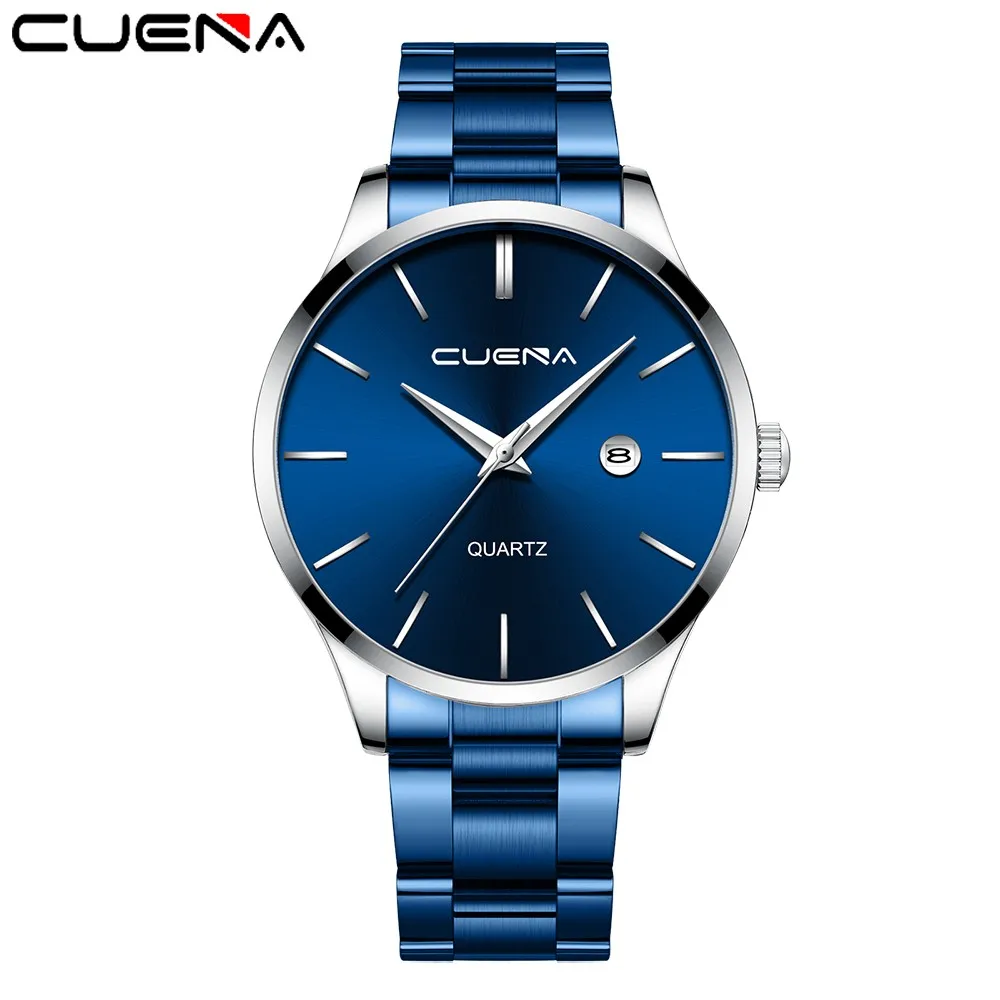 

Cuena Men's Business Leath Belt Watch Three Eyes Six-piece Calendar Quartz Watch Quartz Men's Wrist Watch Relogio Masculino