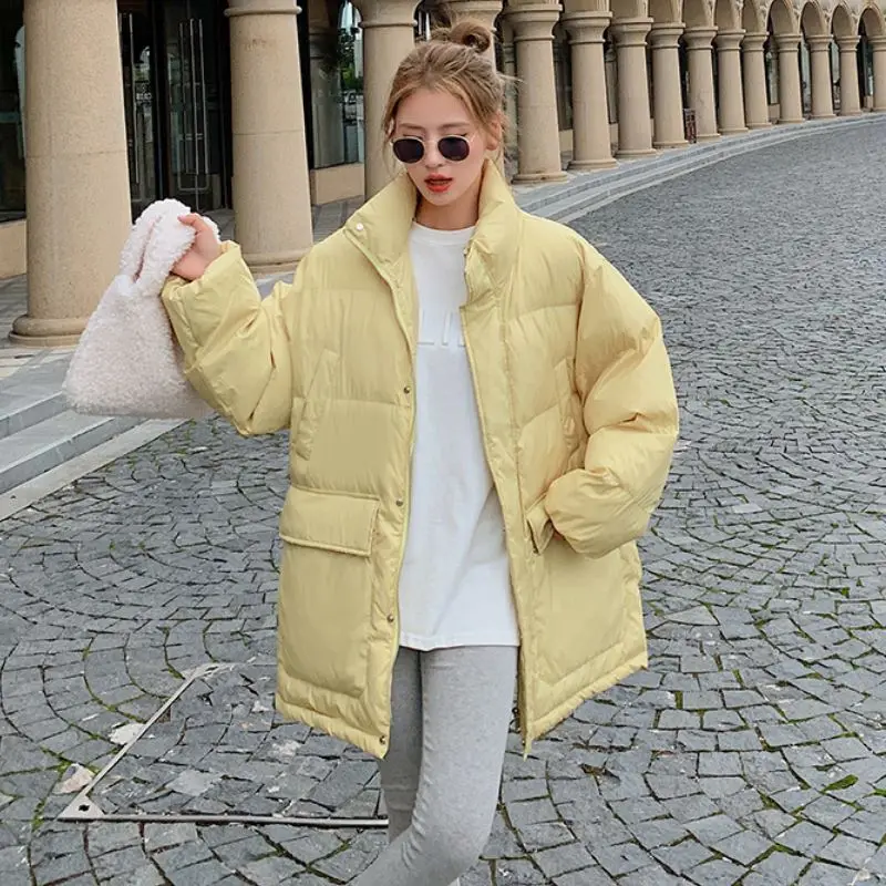 

Oversize Warm Women Coat Solid Coat Free Shipping Korean Fashion Hoodies Winter Stand Collar Jacket Female Parkas Manteau Cotton