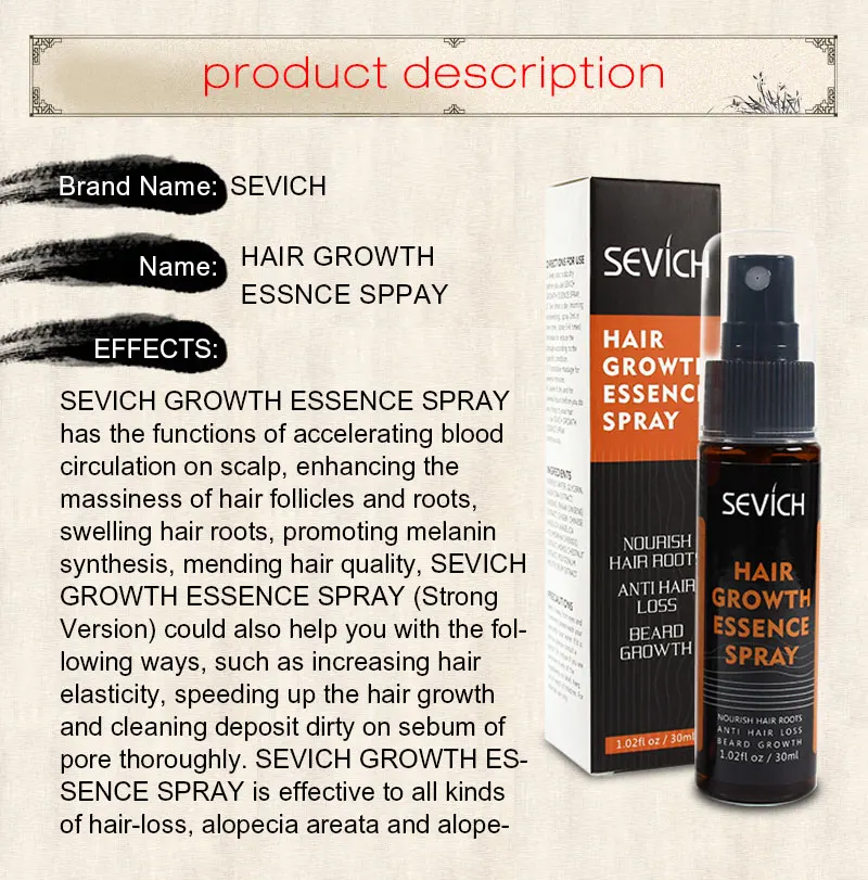 Sevich 30 мл Hebal Essence Быстрый спрей для роста волос лечение выпадения волос помощь для роста волос уход за волосами