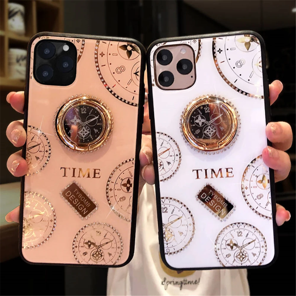 Подходит для Apple 11 xr XS MAX мобильный телефон корпус кольцо с циферблатом кронштейн для Phone11Pro Max net красный женский Алмазный защитный чехол