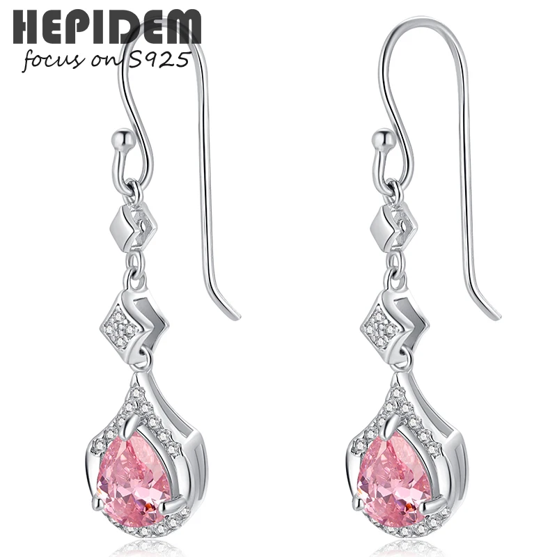

HEPIDEM 100% Tourmaline 925 Sterling Silver Stud Earrings 2022 Trend Women Pink Stone Gem Gemstones Gift S925 Fine Jewelry 5006