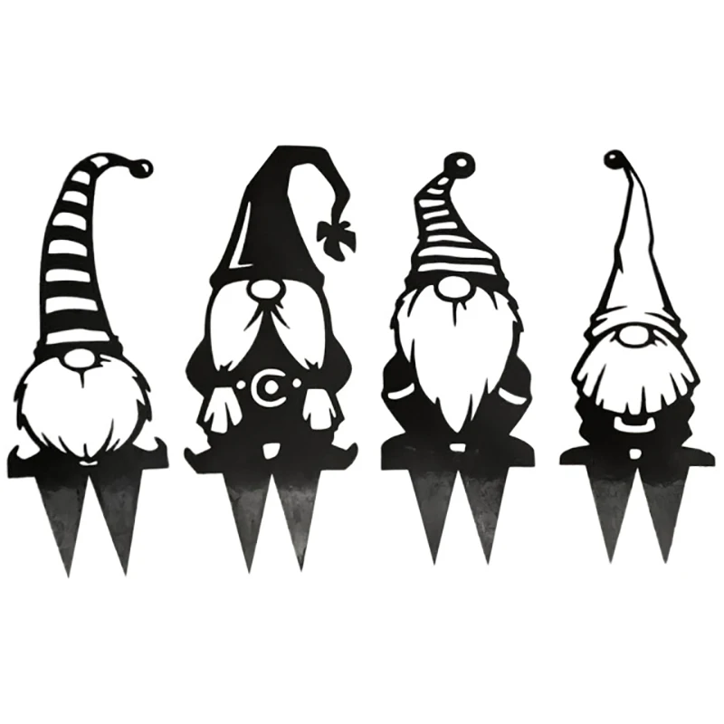 

4Pcs Metal Branch Gnome Garden Decoration Sign Home Lawn Yard Decor Art Sculpture Garden Statue Easter Spring Decor