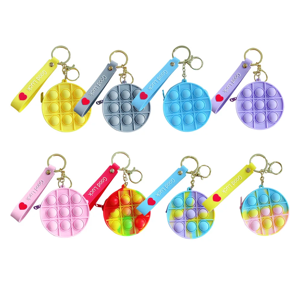

Silicone Push Bubble Fidget Toys Coin Purse Keychain Stress-Relieve Cover Wallets Children Sensory Toy Relaxing Game Simple