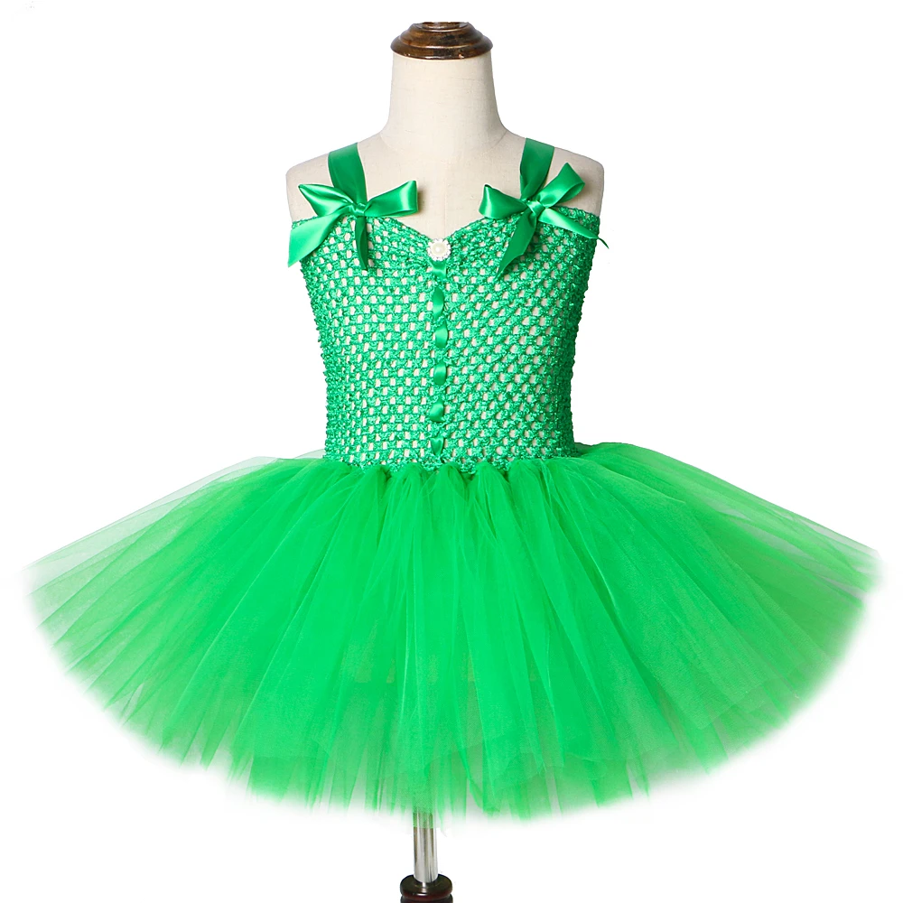 Solid Green Tutu Dress for Baby Girls Fairy Dresses Ireland St.Patrick's Day Kids Girl Halloween Christmas Costumes V-neck |