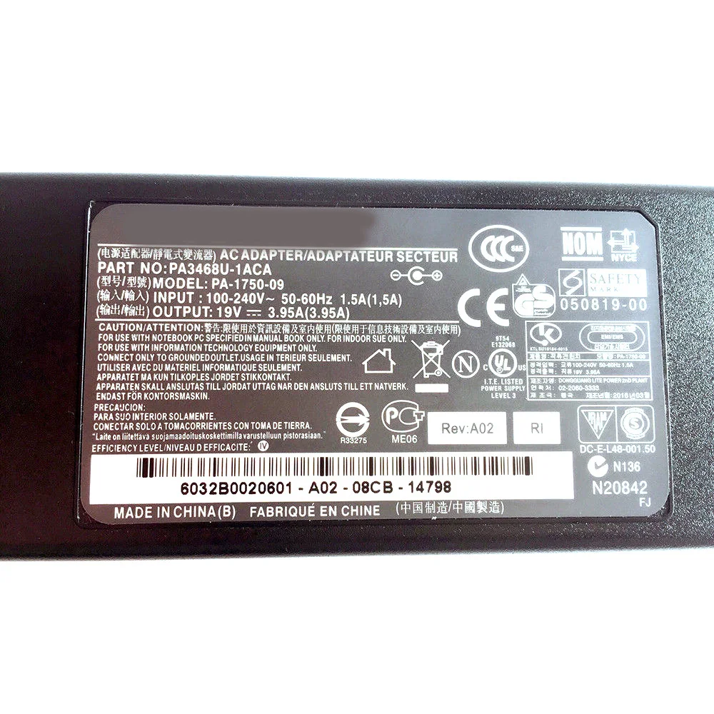 Зарядное устройство для аккумулятора 19 в 3 5 А подходит TOSHIBA V85 R33030 ADP-75SB |