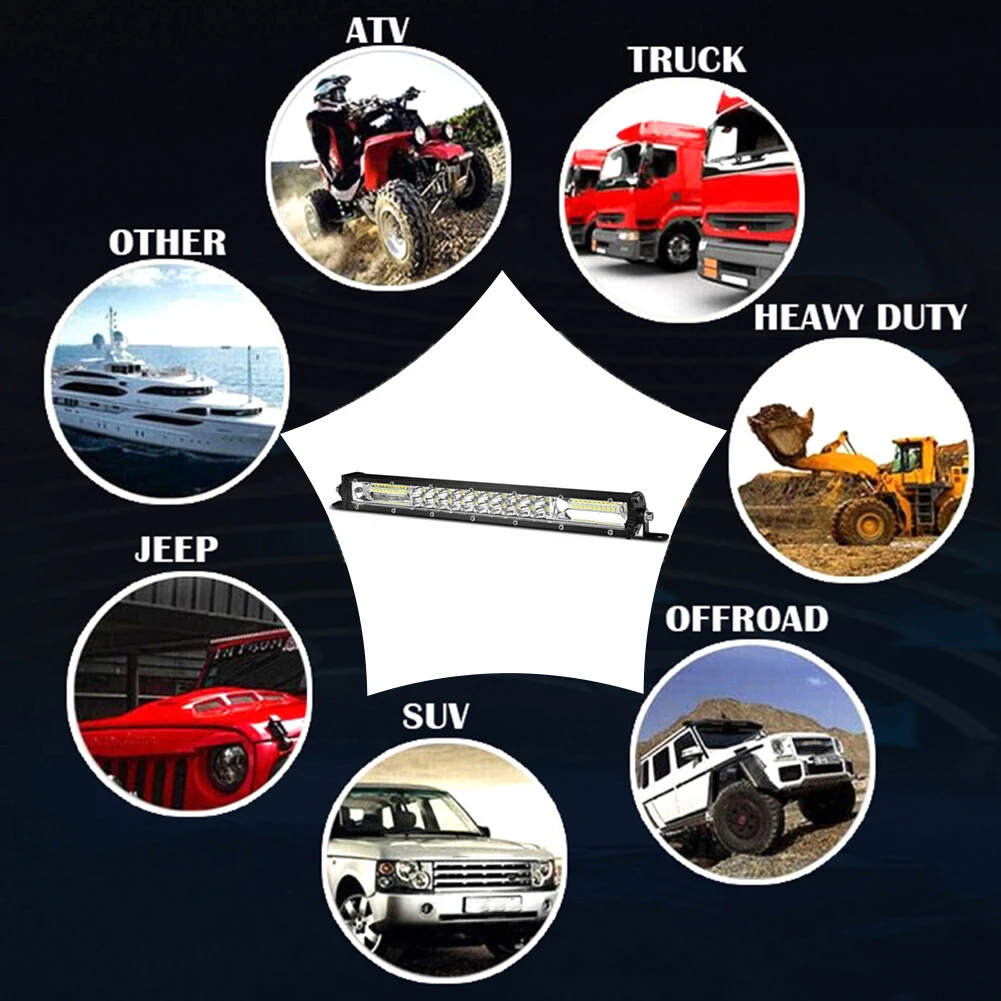 

13" 20" Ultra Slim LED Work Light Bar Dual Row Spot Flood Combo Fog Offroad Light