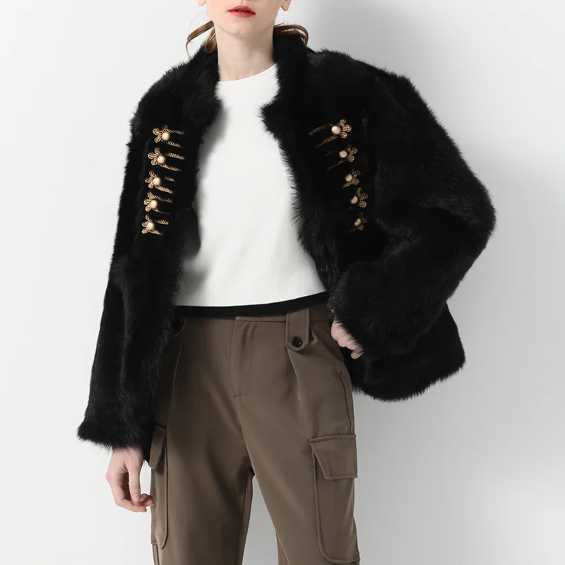 

2020 Winter New Tuscan Wool Lapel Fur One-piece Coat Women's Short Fashion Thickened Fur Trend