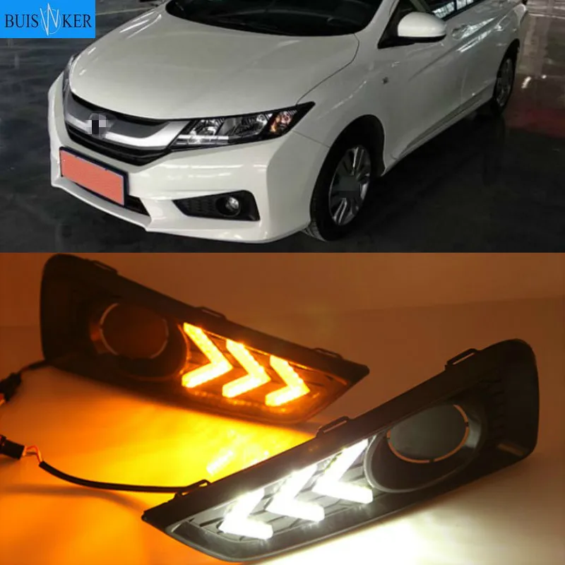 Дневные ходовые огни, водонепроницаемые, 12 В, для Honda City Grace 2015, 2016, 2 шт.