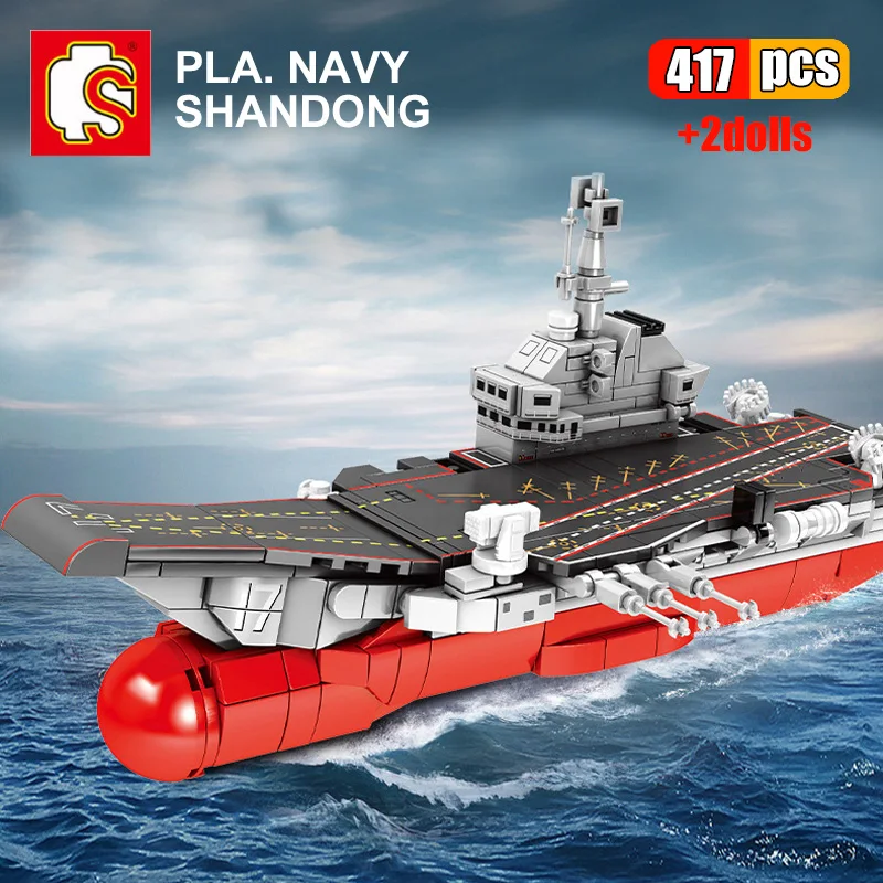 

SEMBO 417 шт. модель китайского флота Шаньдун-корабля игрушки строительные блоки Второй мировой войны авиаперевозчик армейское оружие своими р...