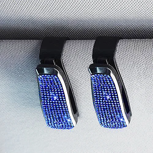 

2pcs Car Sun Visor Glasses Clips Rhinestone Car Sunglasses Holder Case Card Ticket Holding Clamp Bling Glitter Portable Clip