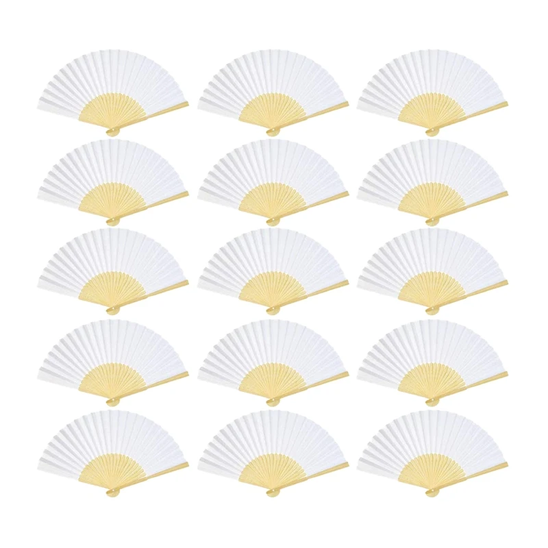 

Folding Fan White Blank Paper Folded Fan Bridal Dancing Props Church Wedding Gift Party Home Office DIY Decor(50Pcs)