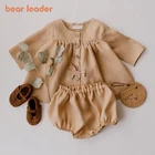 Bear Leaderкомплекты повседневной одежды для малышей летние рубашки и шорты для мальчиков и девочек Весенняя Милая Одежда для младенцев От 0 до 2 лет