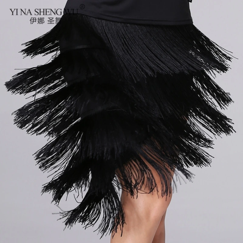 

Classic Latin Dance Skirt Sexy Women Top Costume Samba Tango 6 Layers Tassels Skirt Competition Performance Lady Latin Skirts