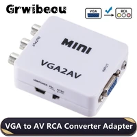grwibeou mini vga to av rca converter adapter with 3 5mm audio support hd 1080p vga2av rca converter pc to tv hd computer to tv