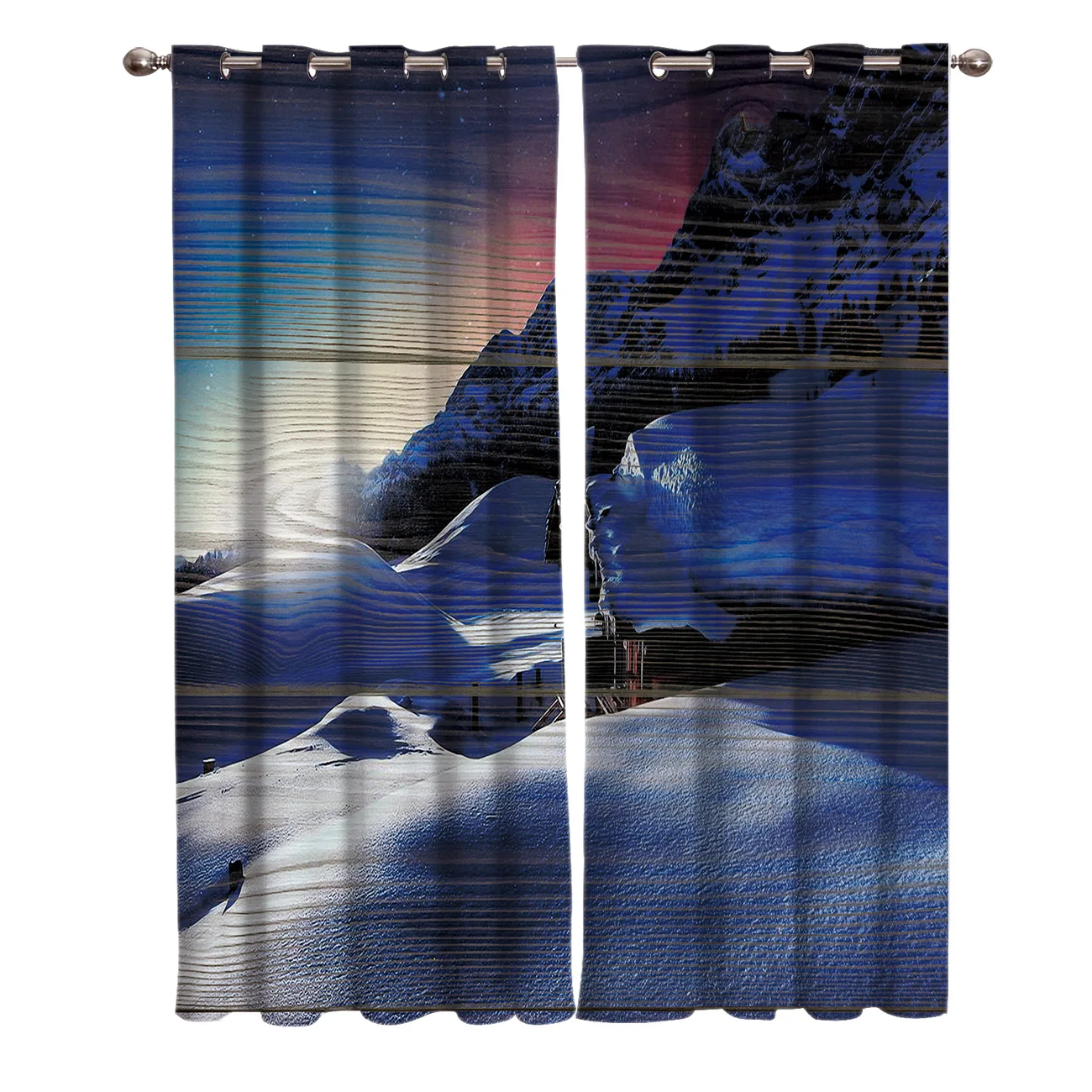 Деревянный фон зима Звездное окно в небо занавески Живописные Занавески для