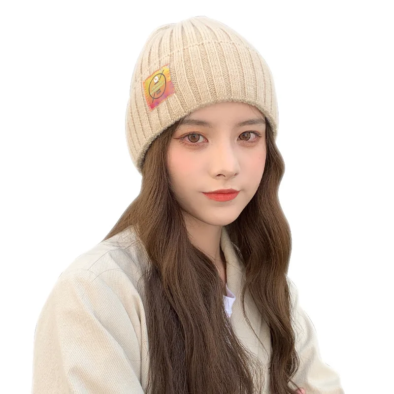 

Шерстяная женская шапка, тёплые вязаные шапки, для студентов, Осень-зима, для отдыха, подходит под все