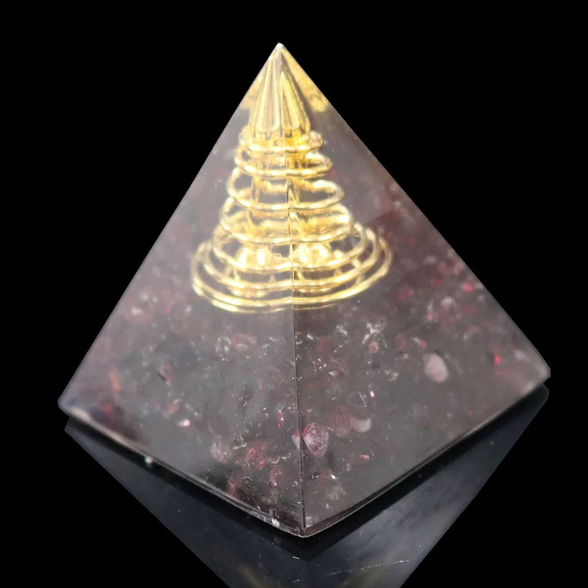 FYJS Unique Light Yellow Gold Color Spiral Spring Red Agates and Resin Pyramid Pendant Garnet Stone Jewelry | Украшения и